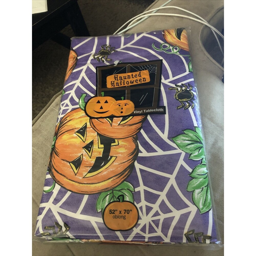 Elrene Haunted Halloween Vinyl Tablecloth 52x70 Oblong NIP